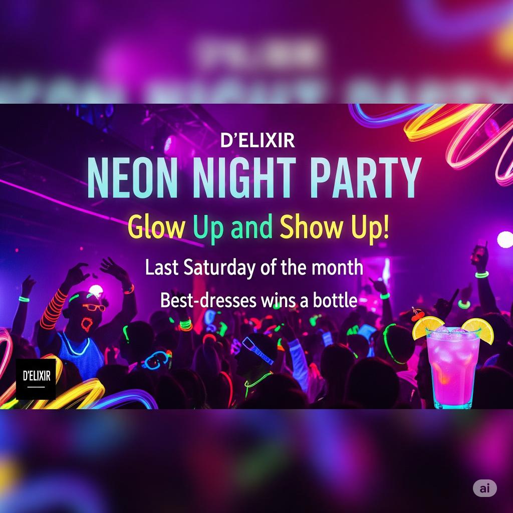 Neon NightRooftop Party at Dixita D'Elixir – Best Rooftop Café Kamla Nagar Agra